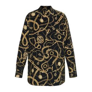 BALMAIN Women's Structured Tweed-Style Button-Front Shirt Women BLACK Shirts